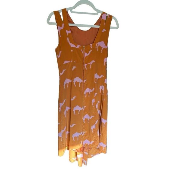 Anthropologie Rare "Dromedary Dress" by Charlotte Taylor Orange pink camel novel - Picture 4 of 12